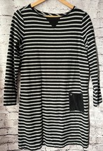 J. Jill Black Grey Striped Long Sleeve T-Shirt Dress Cotton Women’s M Ca... - $310.07 MXN