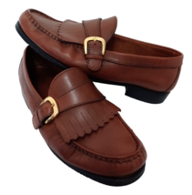 David Taylor Mens Sz 8D Brown Leather Buckle Kiltie Slip On Loafers 77031 - £11.63 GBP
