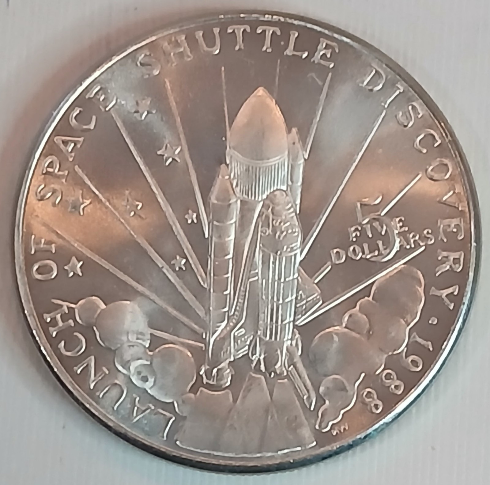 1988 $5 SPACE SHUTTLE DISCOVERY MARSHALL ISLANDS COMMEMORATIVE CopperNic... - $6.79