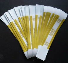 100 - Mustard $10,000 Cash Money Self-Sealing Straps Currency Bands  - £5.14 GBP