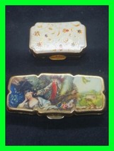 2x Vintage England Stratton Pill Box 1- With Courting Scene 1- Floral Design  - £46.73 GBP