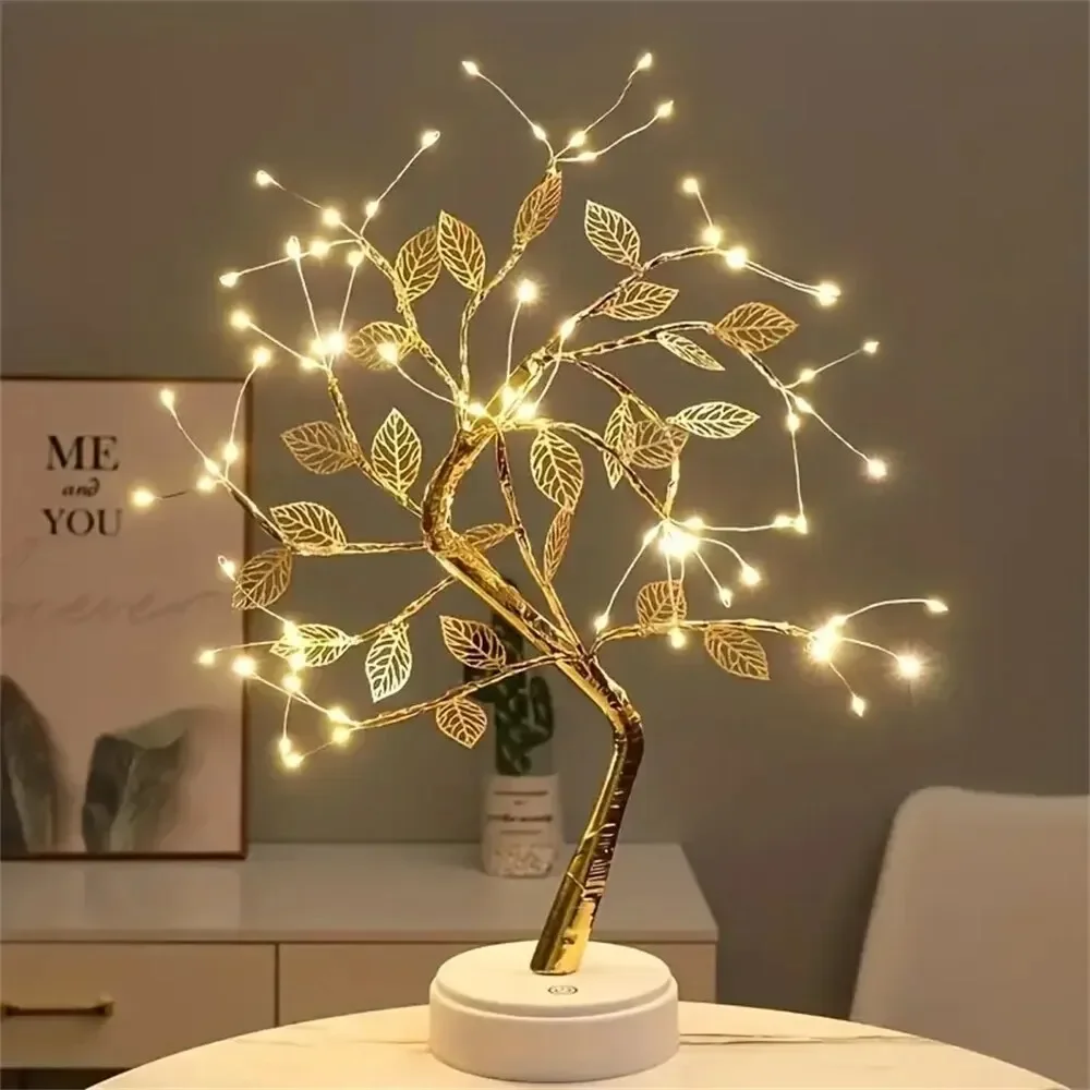 Light usb table lamp adjustable touch switch diy artificial xmas tree fairy night light thumb200