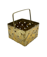 Andrea Sadek Brass Woven Square Basket with Collapsible Handle Made in I... - $12.16