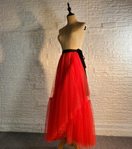 Women Red Wrap Tulle Skirts High Waisted Red Wrap Skirt Party Skirt Outfit Plus image 3