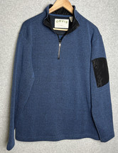 Orvis Sweater Fleece Mens Size Large 1/4 Zip Pullover Blue Polyester Arm Pocket - £13.58 GBP