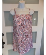 Lands&#39; End White/Clay Bisque Paisley Mix Bandeau Tankini Top Size 6 Wome... - $47.42 CAD