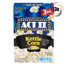 3x Packs | Act II Kettle Corn Flavor Microwave Popcorn | 3 Bags Per Pack - £16.54 GBP