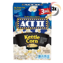 3x Packs | Act II Kettle Corn Flavor Microwave Popcorn | 3 Bags Per Pack - $20.77