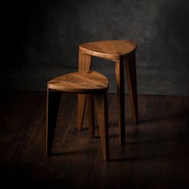 Set of walnut three legged stool - Two stools-Side tables - End table - Nightsta - £305.99 GBP