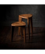 Set of walnut three legged stool - Two stools-Side tables - End table - ... - £305.89 GBP
