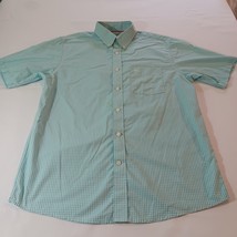 Dockers RN#15610 Men&#39;s White &amp; Green Button Down Short Sleeve Check Shir... - $7.61