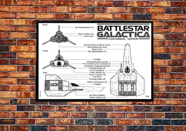 Battlestar Galactica Colonial Viper BSG TV series Blueprint spaceship art poster - £2.37 GBP