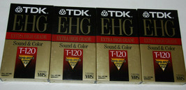 TDK Extra High Grade Sound Color T-120 Sealed Blank VHS Tapes Lot of 4 NEW - £9.50 GBP