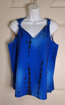 Shein Sleeveless Blue V-Neck Knotted Strap Lightweight Top Blouse Size MED - $9.49