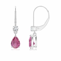 Pink Tourmaline Pear-Shaped Drop Earrings in 14K Gold (Grade-AAA , 7x5MM) - £794.17 GBP