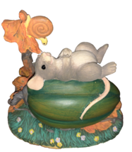 Charming Tails Vintage Resin Fall Figurine Sleeping Mouse on Gourd 3.75&quot; - $17.70