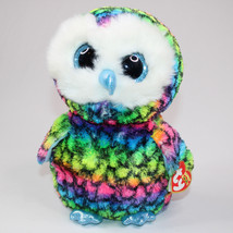 TY BEANIE BOOS Aria Owl Retired Claire’s Exclusive Rainbow Tie Dye Blue Eyes Toy - £8.55 GBP