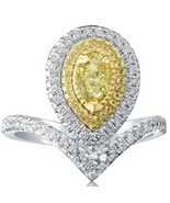 1.20 CT Oval Fancy Yellow Offset Natural Diamond Ring 14k White Gold - $2,523.73