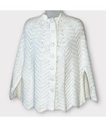 Handmade cream knitted crocheted grannycore cape poncho sweater small-me... - £38.04 GBP