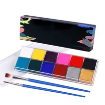 Face Paint 12 Color, Halloween Face Body Painting Set With Brushes, Safe &amp; Non-T - £12.74 GBP