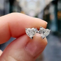 2Ct Heart Cut Simulated Moissanite Solitaire Stud Earrings 14K White Gold Plated - £26.20 GBP