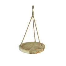 Primitive Country Wooden Log Slice and Jute Rope Hanging Plant Stand - £27.55 GBP