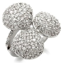 0W145 - Rhodium Brass Ring with AAA Grade CZ  in Clear - $38.49