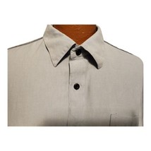 Nat Nast Mens Shirt Large Silk/Linen Solid Blue Short Sleeve Button Pocket  - £19.71 GBP