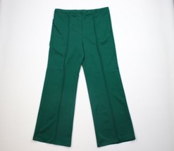 Vintage 70s Streetwear Womens 16 Knit Wide Leg Bell Bottoms Pants Green USA - $59.35
