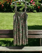 NWT Torrid 4X 26 Dress Smocked Top Floral A-Line Flowy Green Sleeveless Sundress - £46.14 GBP