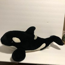 Sea World Black White Gray Plush Large Orca Whale 20.5&quot; lgth Stuffed Toy Animal - £12.65 GBP