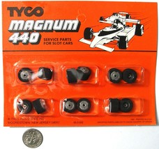 12pc 1982 Tyco Slot Car Wide Rear Wheels +Foam Tires 6pr Rare Service Parts 6554 - £9.53 GBP