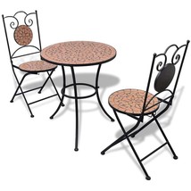 vidaXL Terracotta Powder-Coated Iron Round Bistro Set, Compact, 2-Person - $9,161.26 MXN