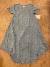 LulaRoe Carly Dress solid textured blue Hi Lo Swing Sz XXS NEW with Tag - £14.54 GBP