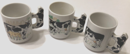 Lot of 3 Vintage Enesco Cow Coffee Mug Cow-Shaped Handle White Black 4&quot; ... - £9.36 GBP