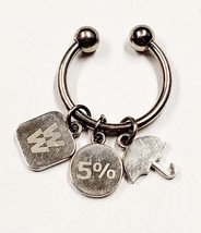 Silver Weight Watcher Charms Keyring 3 Charms Umbrella 5% WW, Screw Off End - £3.87 GBP