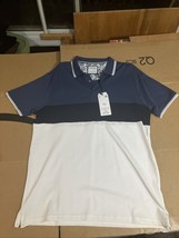 Denim &amp; Flower Polo Shirt, Ricky Singh, Men&#39;s, Large White Blue, Short S... - $19.80