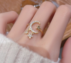 New light luxury star moon ring female niche design index finger ring fashion  - £15.53 GBP