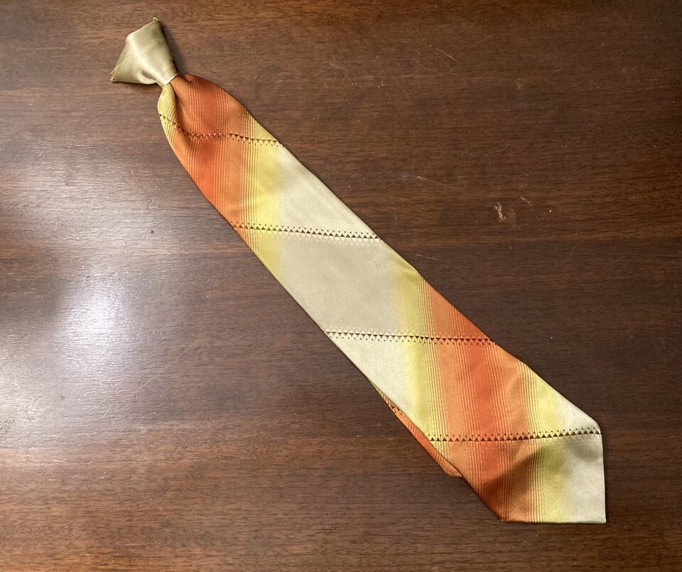 Vintage National Shirt Shops Clip On Te Orange White Yellow - $5.00
