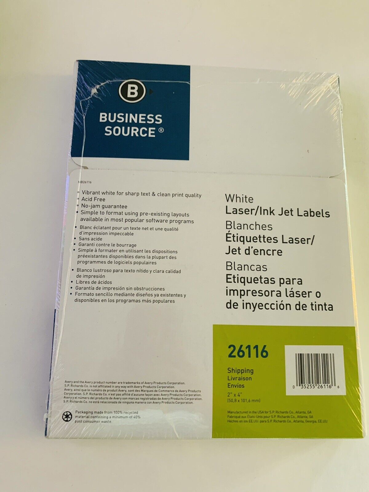 Primary image for Business Source Mailing Laser Labels *2 by 4*