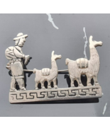 VINTAGE 925 STERLING SILVER PERUVIAN MAN LAMA PERU ETHNIC SCENE FIGURAL ... - $893.96 MXN