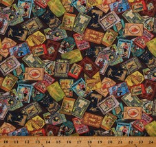 Cotton Library Books Covers Authentic Antique-look Fabric Print by Yard D773.31 - £10.35 GBP