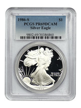 1986-S $1 Silver Eagle PCGS PR69DCAM - £95.60 GBP