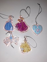 Disney Princess Set Of 5 Glass Ornaments Belle Cinderella Aurora - £7.93 GBP