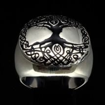 Heavy Sterling silver ring Yggdrasil Tree of Life Norse Viking mythology symbol  - £139.88 GBP