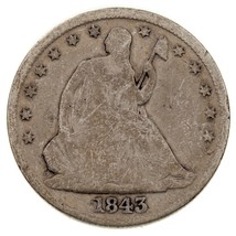 1843 50C Assis Demi Dollar En Bon État, Complet Fort Jantes, Léger Gris - €55,19 EUR