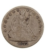1843 50C Assis Demi Dollar En Bon État, Complet Fort Jantes, Léger Gris - $62.94