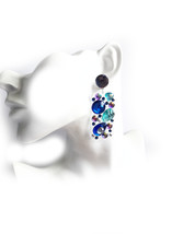 Tropical Blue Earrings, Modern Blue Earrings, Blue Earrings, Big Blue Ea... - $412.16 MXN