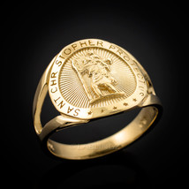 Gold Saint Christopher Medallion Ring - £141.53 GBP+