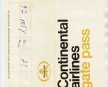 Continental Airlines Ticket Jacket Gate Pass 1967 - £12.40 GBP